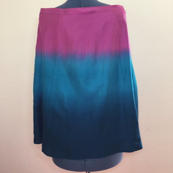 Nine West Pink and Teal Ombre Silk Skirt Size 12 - Picture 4 of 7